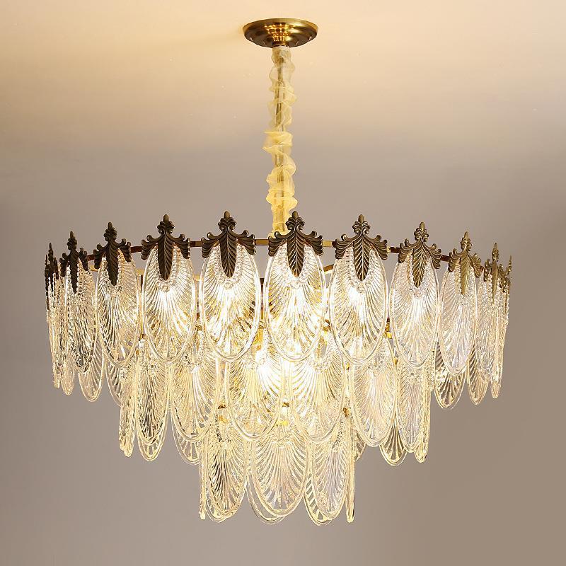 Creative Glass LED Chandelier – Multi-Layer Iron Pendant Light for Living Room & Bedroom | 3 Sizes & 5 Light Options