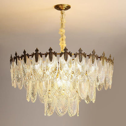 Creative Glass LED Chandelier – Multi-Layer Iron Pendant Light for Living Room & Bedroom | 3 Sizes & 5 Light Options