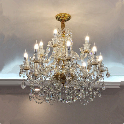 Luxury Crystal LED Chandelier – Glass Ceiling Pendant Light for Living Room, Dining Room & Hotel | 6–24 Lights